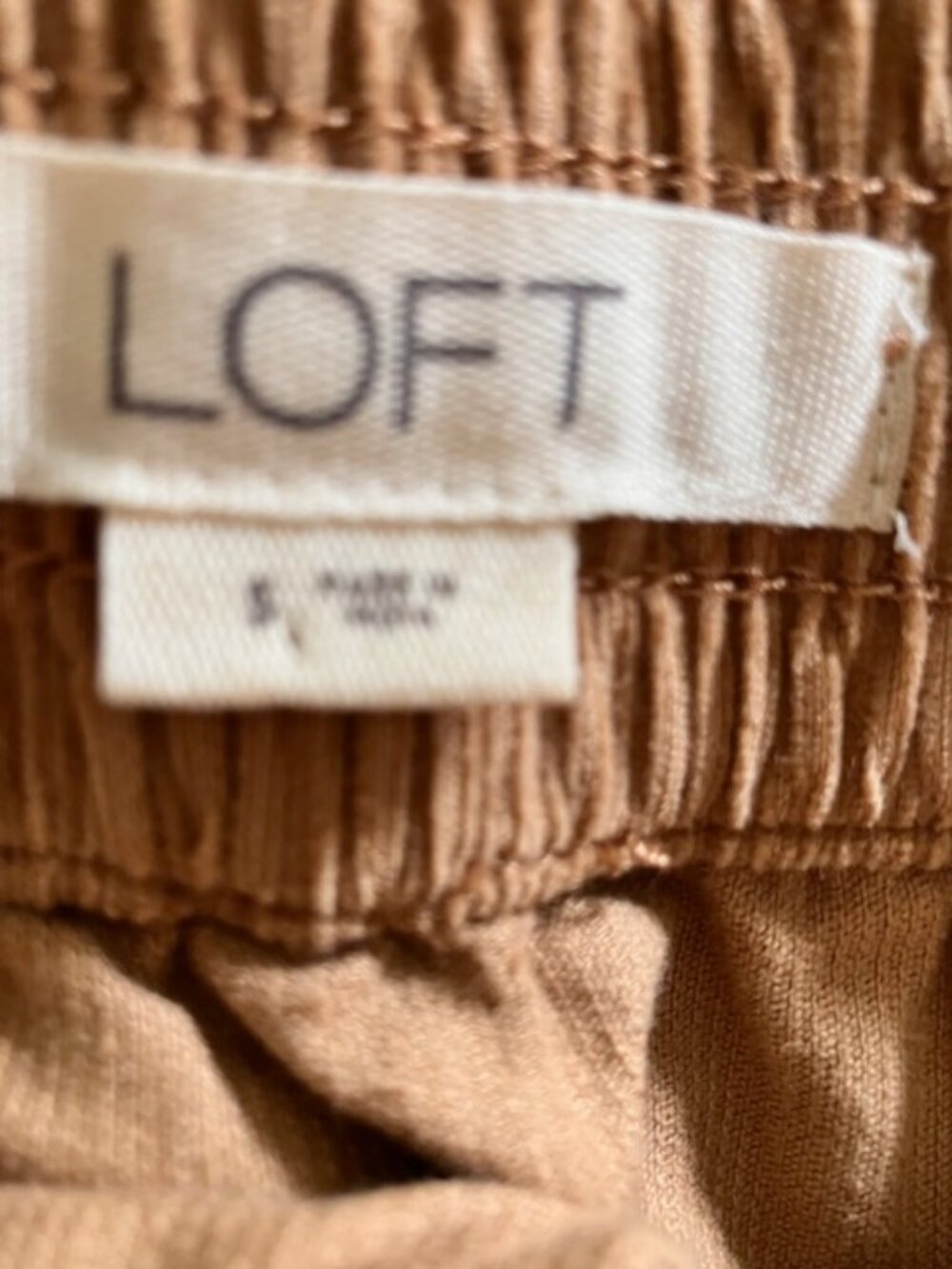 LOFT camel colored skirt mini size S pockets elastic waist corduroy preppy - Picture 5 of 5